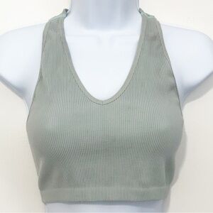 FREE PEOPLE MOVEMENT Free Throw Ribbed Cropped Tank Sage Green Medium